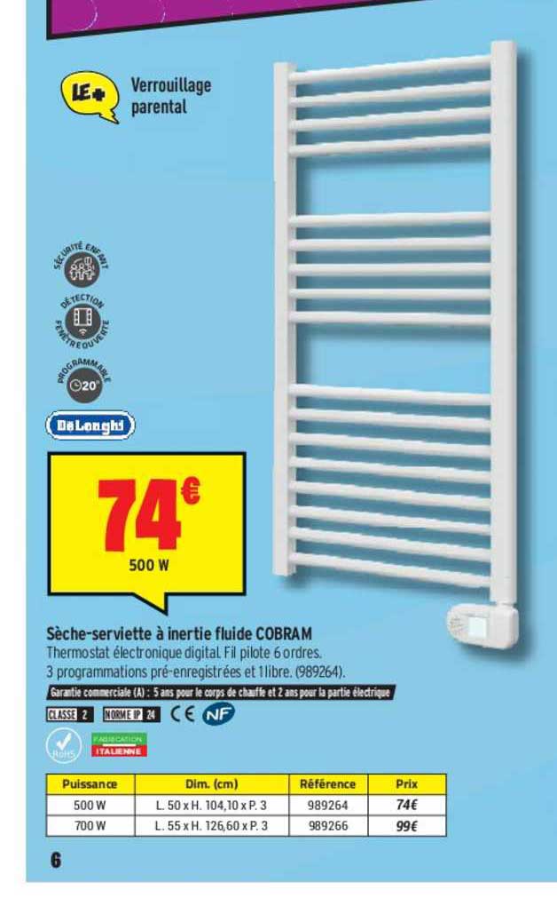 sèche-serviette à inertie fluide cobram