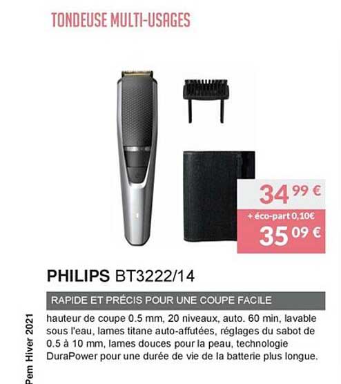 tondeuse multi-usages philips bt3222-14
