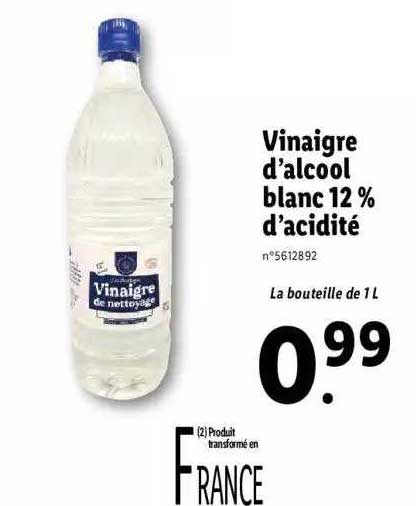 vinaigre d'alcool blanc 12% d'acidité