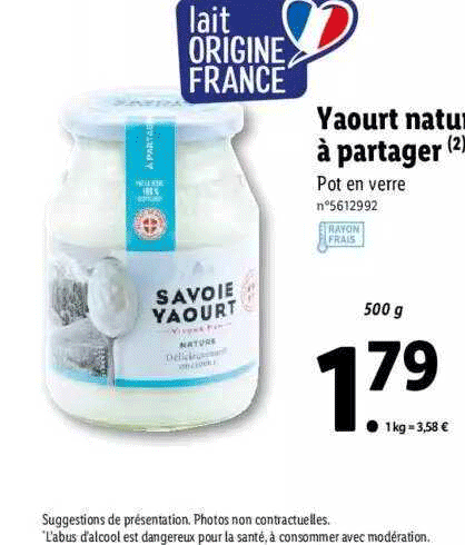 yaourt nature à partager