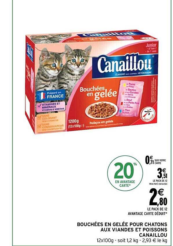 bouchées en gelée pour chatons aux viandes et poissons canaillou