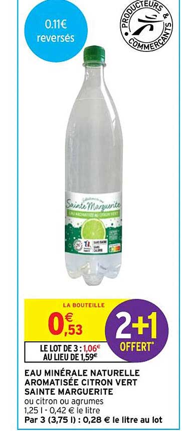 eau minérale naturelle aromatisée citron vert sainte marguerite