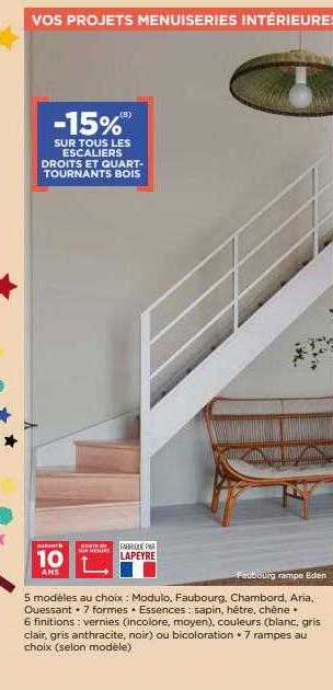 escaliers droits et quart-tournants bois