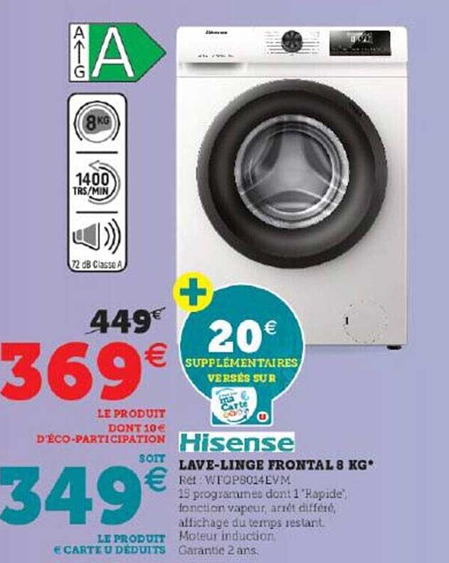 lave-linge frontal 8 kg hisense
