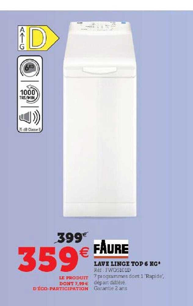 lave linge top 6 kg faure