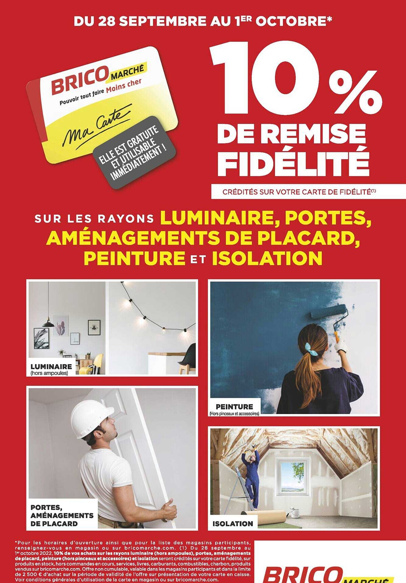 les rayons luminaire, portes, aménagements de placard, peinture et isolation