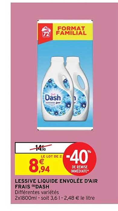 lessive liquide envolée d'air frais dash