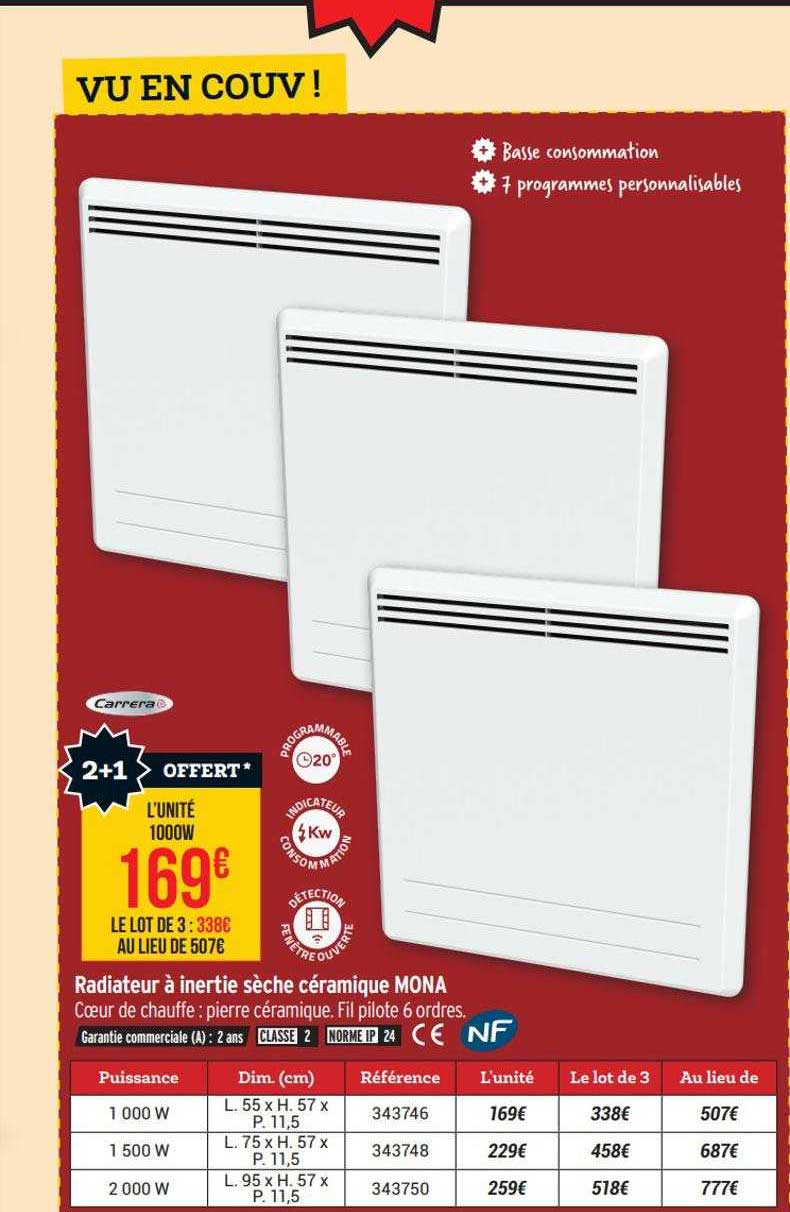 radiateur à inertie sèche céramique mona carrera