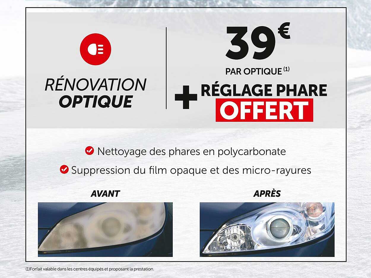 rénovation optique + réglage phare offert