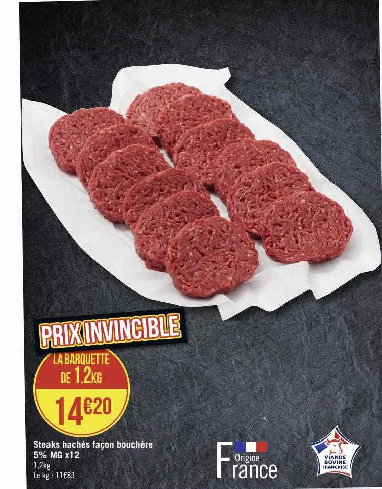 steaks hachés façon bouchère 5% mg x12