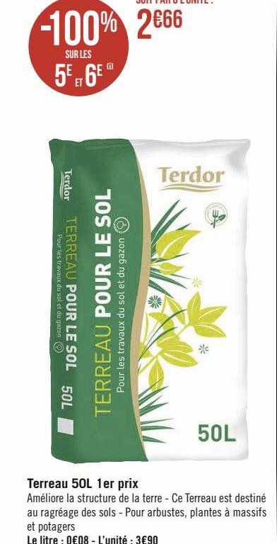 terreau 50l 1er prix terdor
