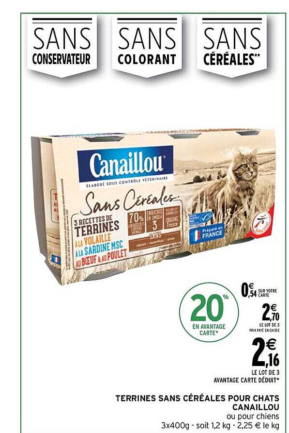Terrines Sans Céréales Pour Chats Canaillou