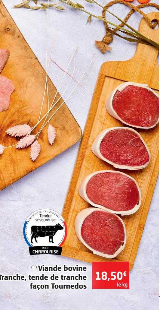 viande bovine tranche, tende de tranche façon tournedos