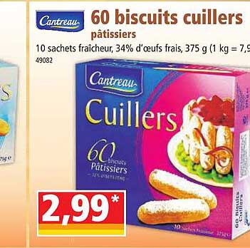 60 biscuits cuillers pâtissiers cantreau