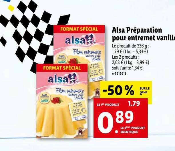 alsa préparation pour entremet vanille