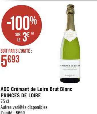 aoc crémant de loire brut blanc princes de loire