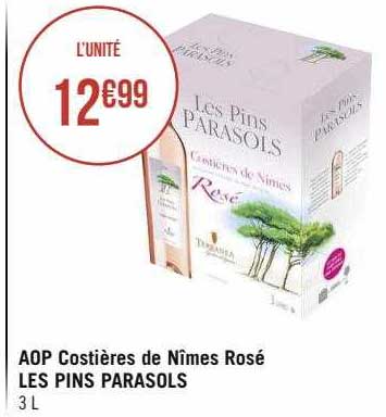aop costières de nîmes rosé les pins parasols