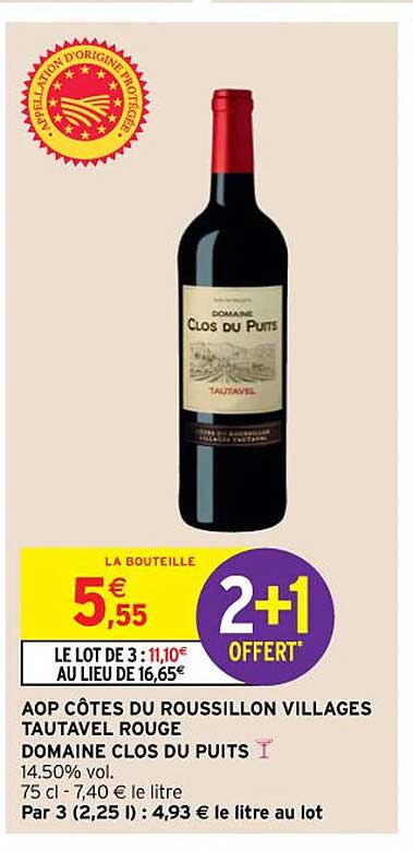 aop côtes du roussillon villages tautavel rouge domaine clos du puits