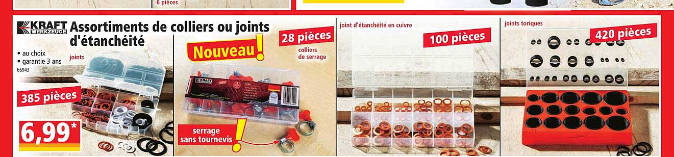 assortiments de colliers ou joints d'étanchéité kraft werkzeuge