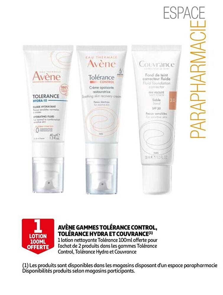 avène gammes tolérance control, tolérance hydra et couvrance