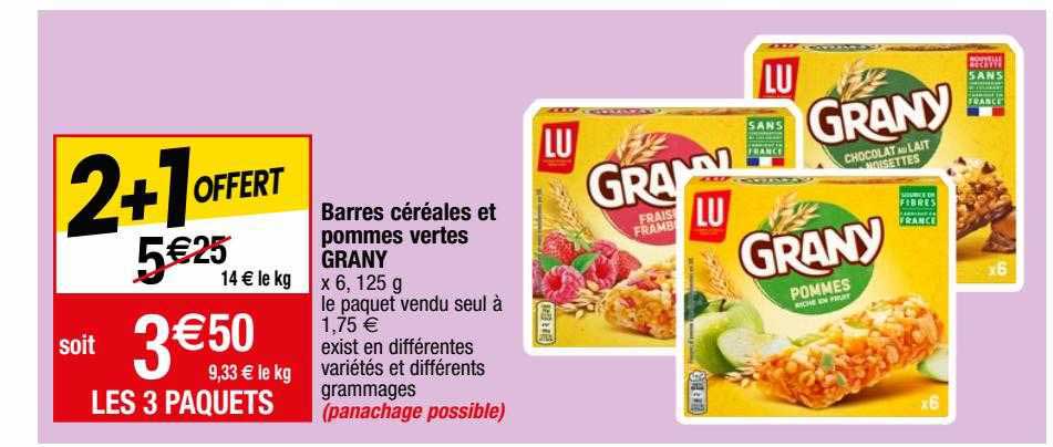 barres céréales et pommes vertes grany