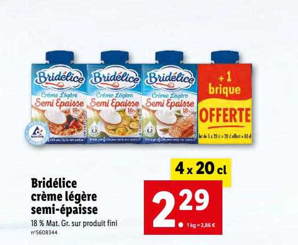bridélice crème légère semi-épaisse