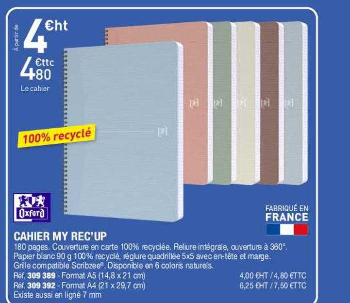cahier my rec'up oxford
