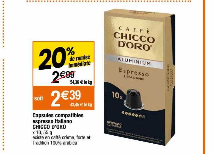 capsules compatibles espresso italiano chicco d'oro