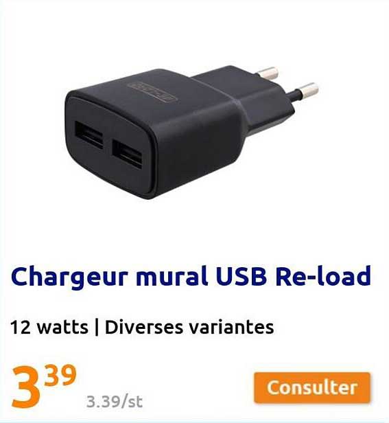 chargeur mural usb re-load