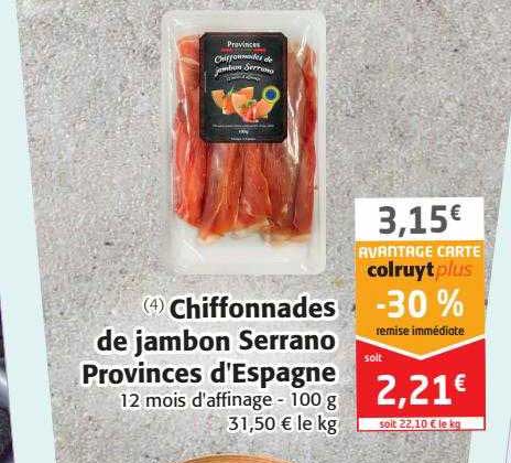 chiffonnades de jambon serrano provinces d'espagne