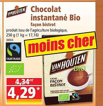 chocolat instantané bio façon bistrot van houten