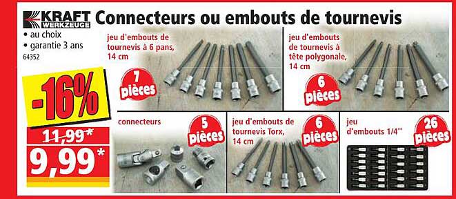 connecteurs ou embouts de tournevis kraft werkzeuge