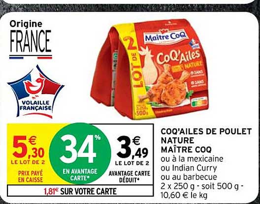 coq'ailes de poulet nature maître coq