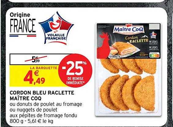 cordon bleu raclette maître coq