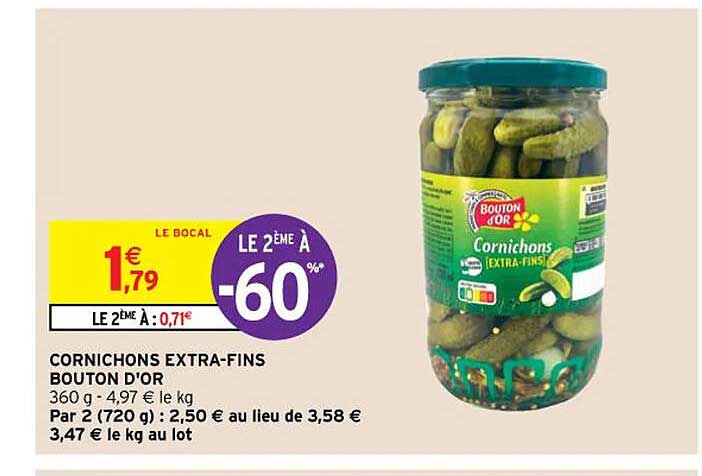 cornichons extra-fins bouton d'or