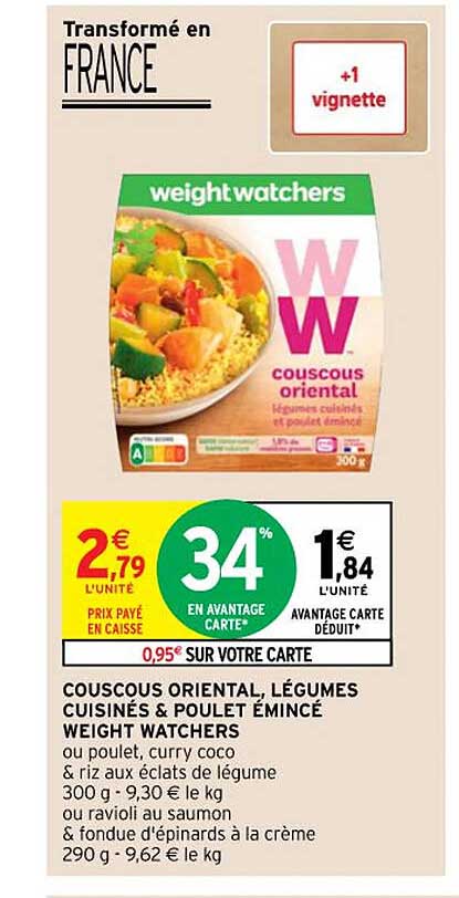 couscous oriental, légumes cuisinés & poulet émincé weight watchers