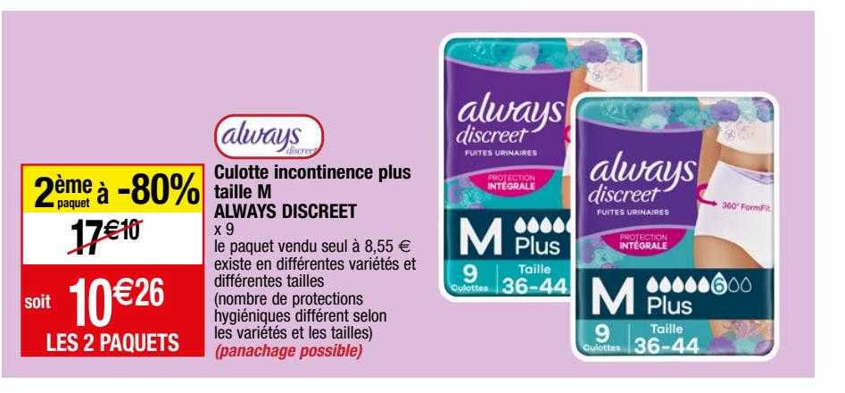 Culotte Incontinence Plus Taille M Always Discreet