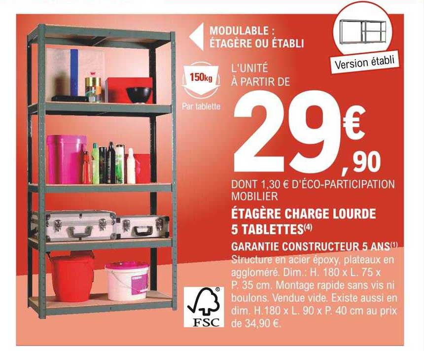 étagère charge lourde 5 tablettes