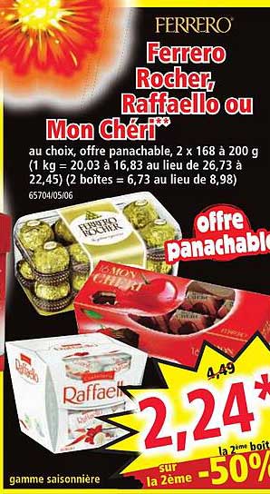 ferrero rocher, raffaello ou mon chéri