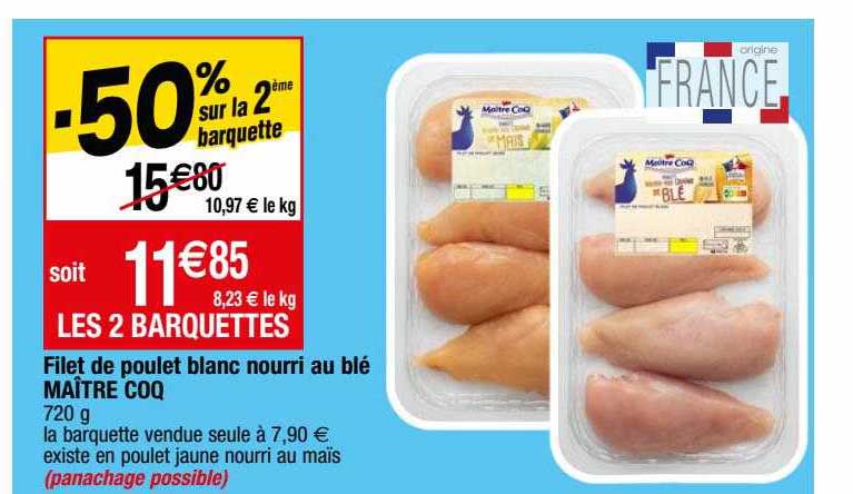 filet de poulet blanc nourri au blé maître coq