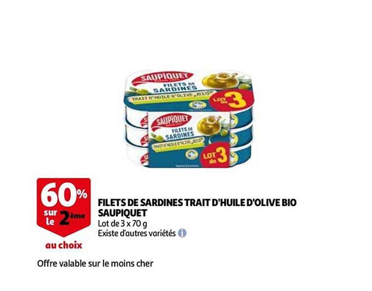 filets de sardines trait d'huile d'olive bio saupiquet