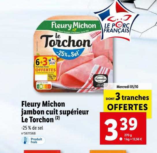fleury michon jambon cuit supérieur le torchon