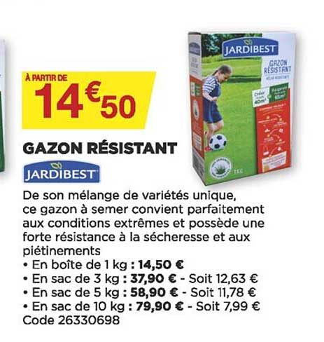 gazon résistant jardibest