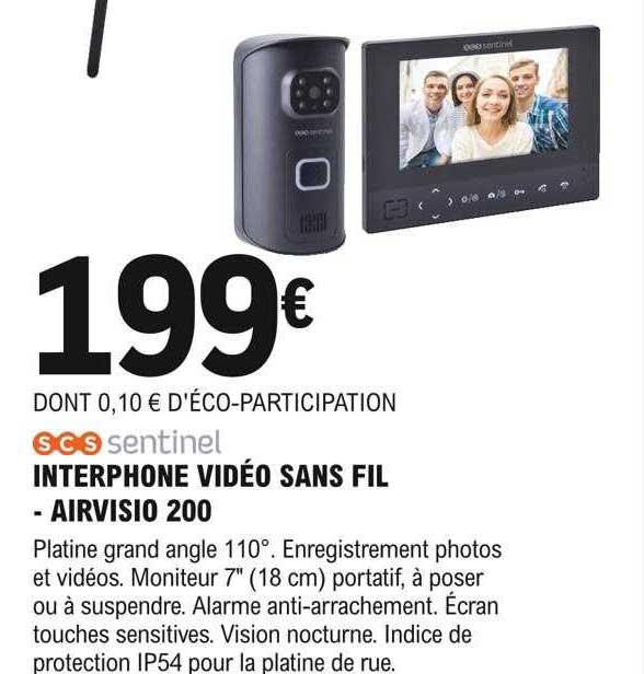 interphone vidéo sans fil - airvisio 200 scs sentinel