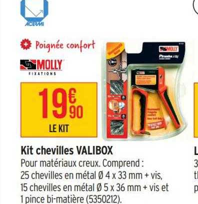kit chevilles valibox  molly fixations