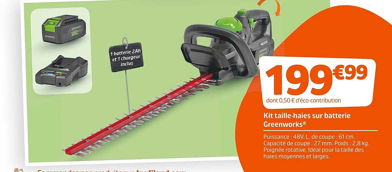kit taille-haies sur batterie greenworks