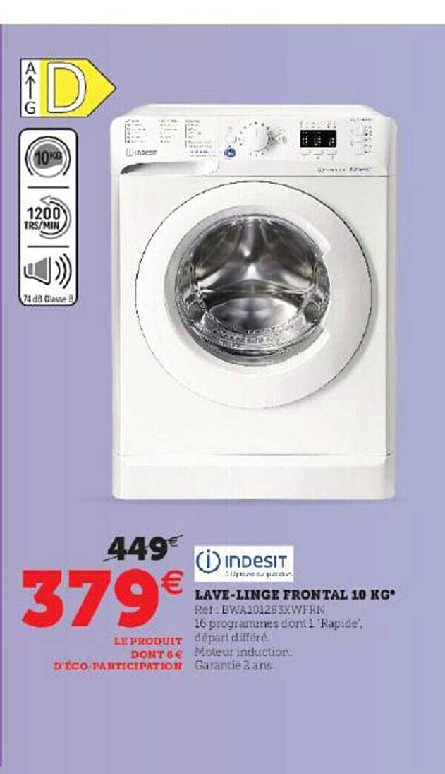 lave-linge frontal 10 kg indesit