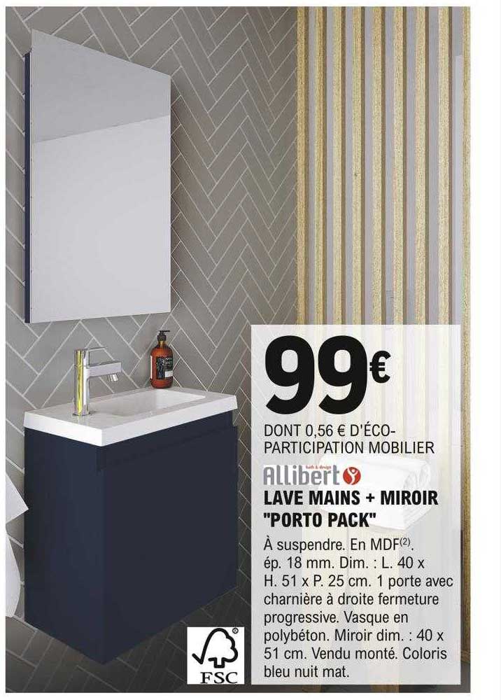 lave mains + miroir "porto pack" allibert