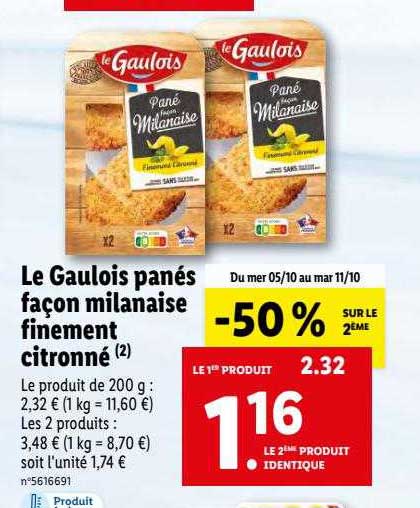 le gaulois panés façon milanaise finement citronné