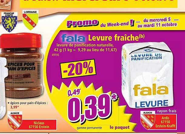 levure fraîche fala